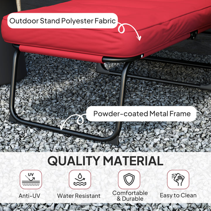 Outsunny Outdoor Lounge Chair with Padded Cushion, Folding Reclining Patio Garden Chair with Recline Back, Footrest, for Poolside, Patio, Blue