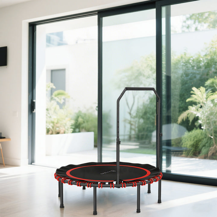 Soozier 48" Foldable Rebounder Trampoline, Mini Trampoline Indoor with Adjustable Handle, Quiet and Safe Bungee Rebounder