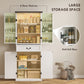 HOMCOM 71" LED Kitchen Pantry Cabinet, Farmhouse Storage Cabinet with Door Shelves, Distressed Brown