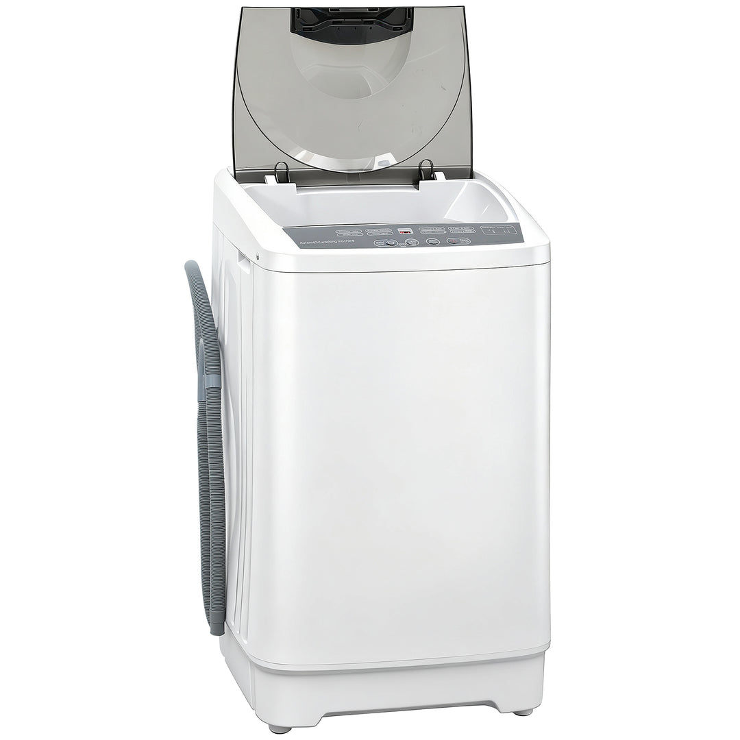 HOMCOM Compact Washer, Portable Washing Machine, Full Automatic Washer with 8 Programs and 6 Water Levels, White