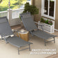 Outsunny Folding Chaise Lounge Chair Set of 2, Reclining Outdoor Lounge Chair Set with Quick Drying Pad Headrest Side Pocket, Tanning Chair Set for Beach Garden Pool, Light Grey