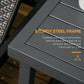 Outsunny Outdoor Side Table, Patio End Table with Umbrella Hole, Small Coffee Table with Steel Frame for Balcony, Black