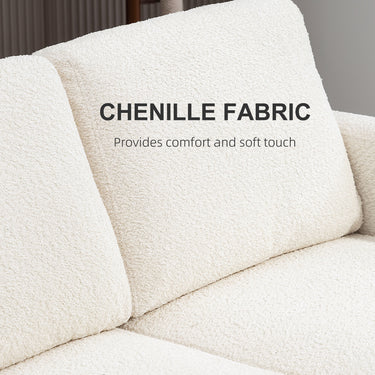 HOMCOM 54.3" Loveseat Sofa, 2 Seater Sofa with Removable Cushions, Small Couch with Wood Frame for Living Room, Cream White