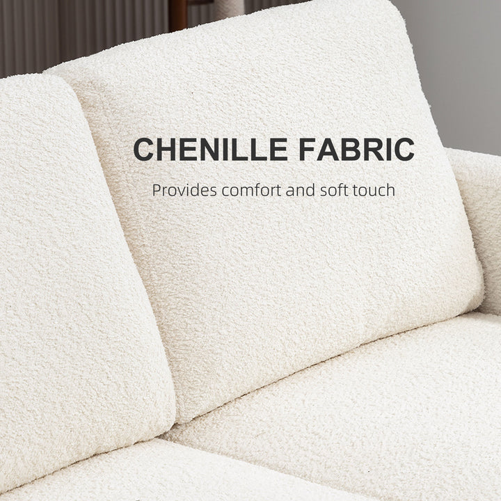 HOMCOM 54.3" Loveseat Sofa, 2 Seater Sofa with Removable Cushions, Small Couch with Wood Frame for Living Room, Cream White