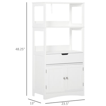 kleankin Bathroom Floor Cabinet, Free Standing Kitchen Cupboard with Shelves, Drawer and Doors, Storage Organizer for Living Room, White