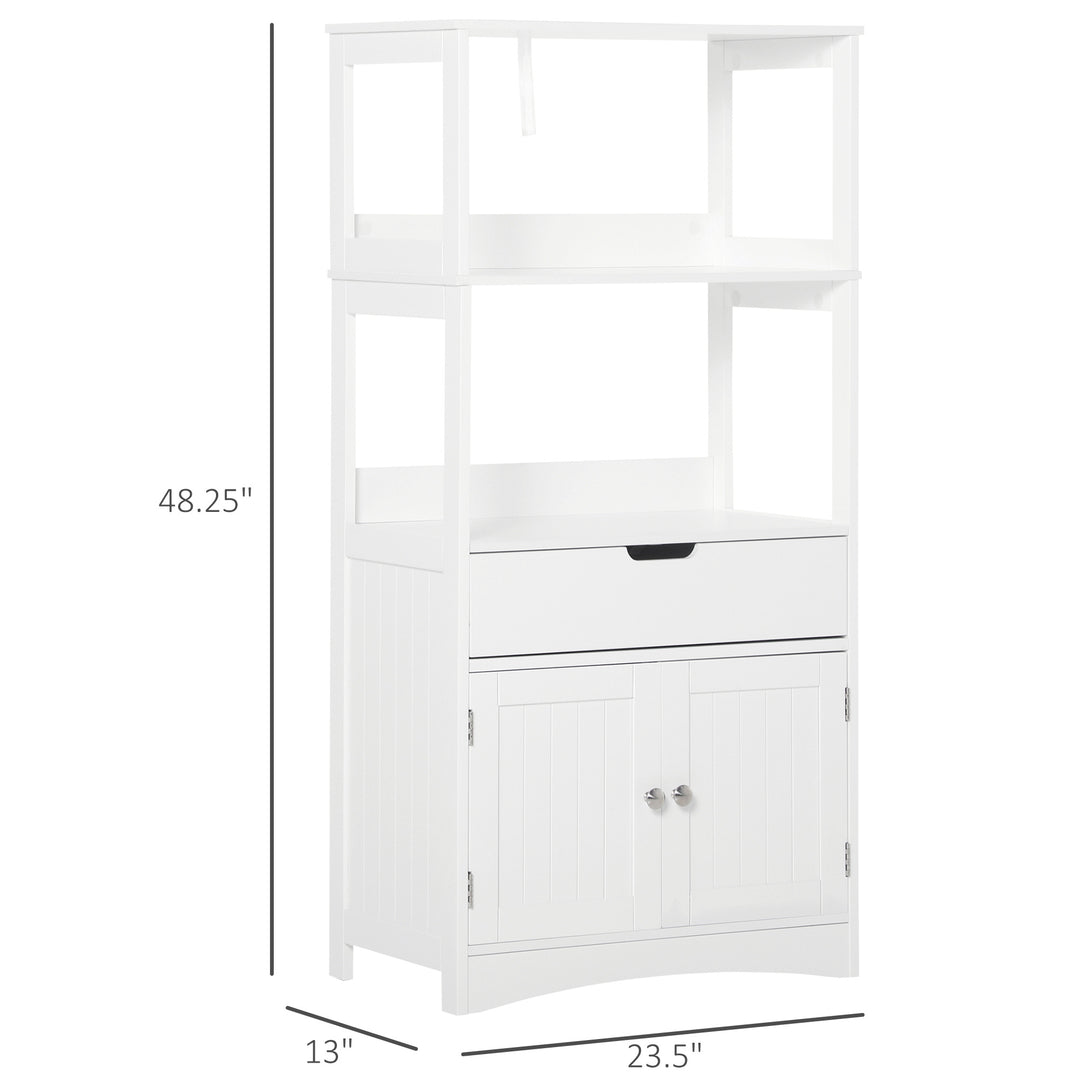 kleankin Bathroom Floor Cabinet, Free Standing Kitchen Cupboard with Shelves, Drawer and Doors, Storage Organizer for Living Room, White