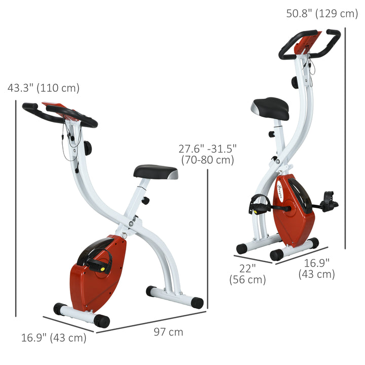 Soozier Foldable & Quiet Exercise Bike with 8-Level Magnetic Resistance, Pulse Sensor, Wheels and LCD Monitor, Black