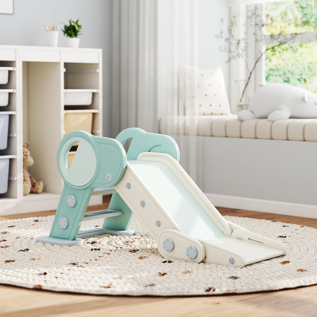 Qaba Toddler Slide Indoor, Foldable Kids Slide for Boys Girls 1.5-3 Years Old, Green