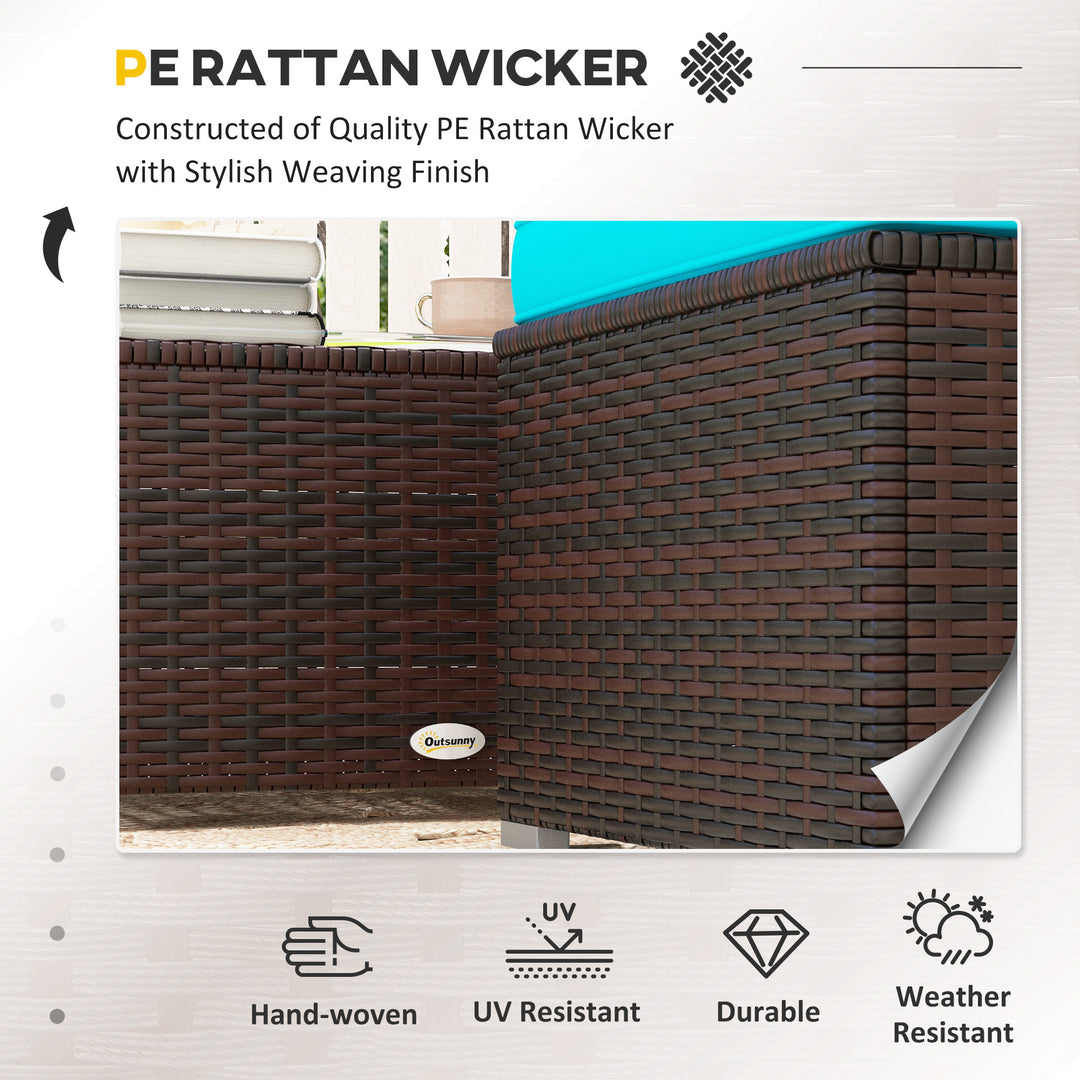 Outsunny 3 Pieces Patio Furniture Set with Cushions, Outdoor PE Rattan Wicker Conversation Corner Sofa Set with Glass Top Table and Adjustable Foot for Garden, Lawn, Cream White