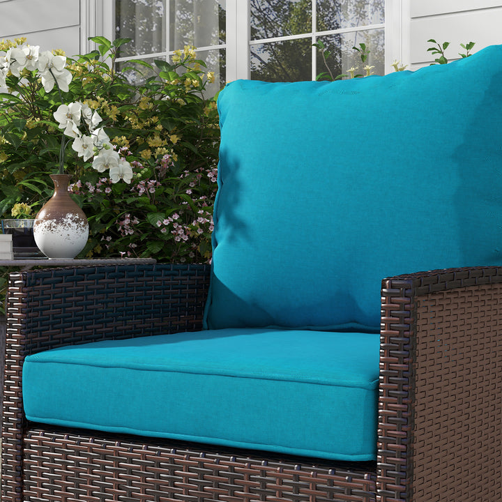 Outsunny 4-Piece Seat Cushion Pillows Replacement, Patio Chair Cushions Set with Back for Indoor Outdoor, Turquoise