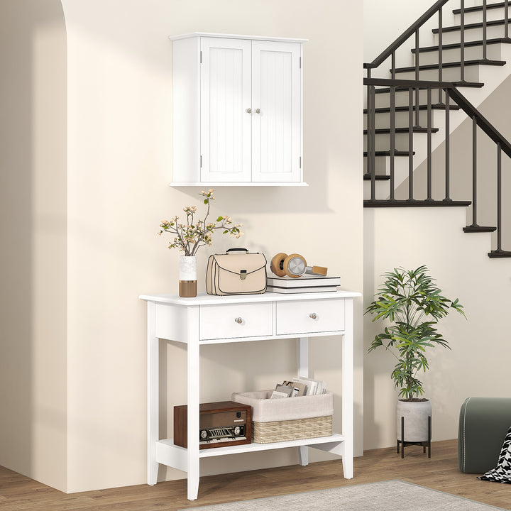 HOMCOM Bathroom Medicine Cabinet, Wall Cabinet with 2 Doors and Adjustable Shelf, Space Saver Over Toilet Cabinet