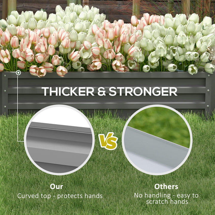 Outsunny Galvanized Raised Garden Bed, Outdoor Planter Box for Vegetables, Flowers, Herbs, 4' x 2' x 1', Grey