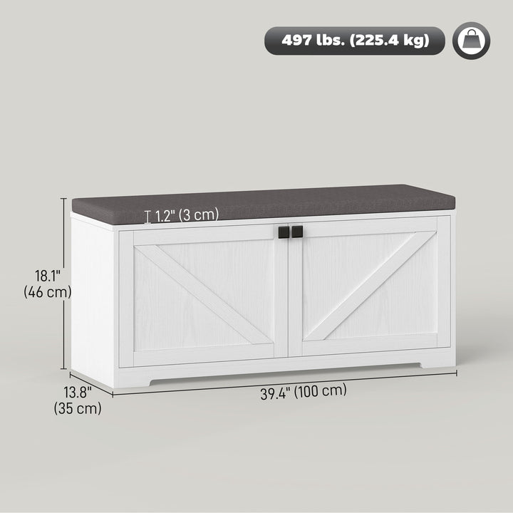 HOMCOM Shoe Storage Bench with Padded Seat, Entryway Bench Holds up to 352 lb, Shoe Organizer, 8 Pairs, Light Grey