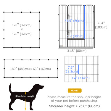 PawHut 16 Panel 39" Height Heavy Duty Dog Playpen for Small Medium Large Dogs, Grey