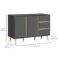 HOMCOM Sideboard Buffet Cabinet with Adjustable Shelves - Dark Grey