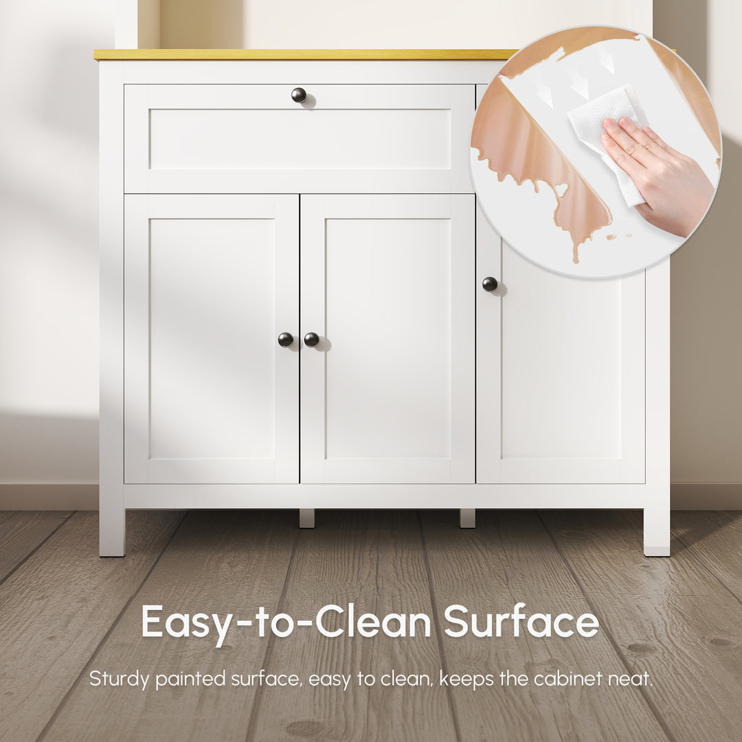 HOMCOM 71" 5-Door Kitchen Pantry Cabinet, Freestanding Storage Cabinet Cupboard with Adjustable Shelves, White