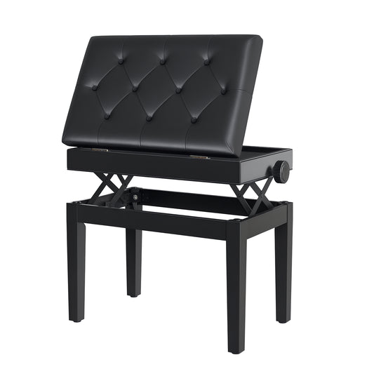 HOMCOM Adjustable Piano Bench with Storage and Soft PU Leather Padded, with Enough Music Storage Design, Black