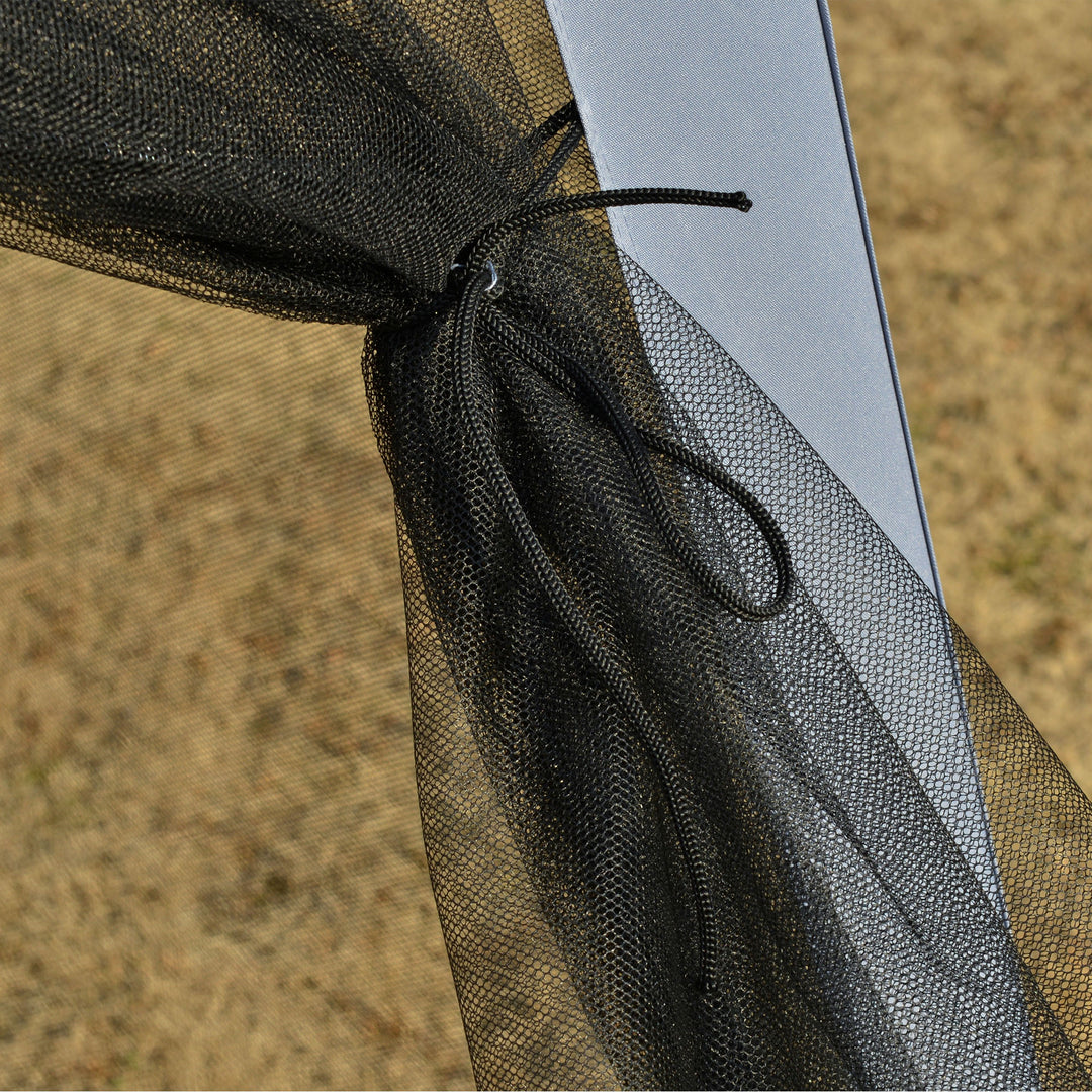 Outsunny 10x10ft Party Tent Canopy with Netting, Patio Screen House Slant Leg Outdoor Gazebo Sun Shade Shelter, Beige