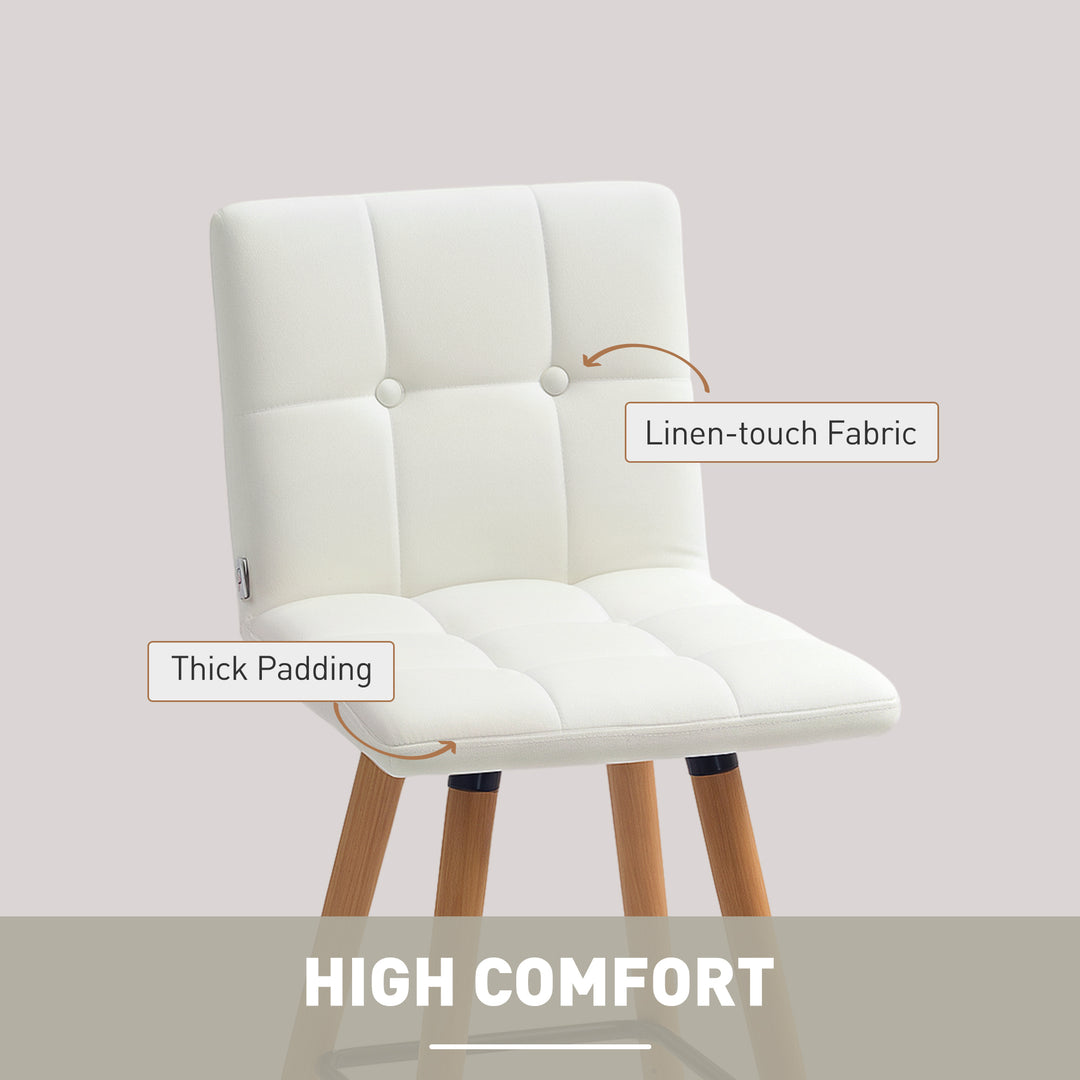 HOMCOM Modern Bar Stools Set of 2, 38" Upholstered Kitchen Island Stool with Solid Wood Legs, Grey