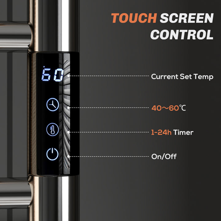 HOMCOM Towel Warmer, Stainless Steel Smart WiFi Heated Towel Rack, Wall Mounted with 6 Bars and Adjustable Temperature, Silver