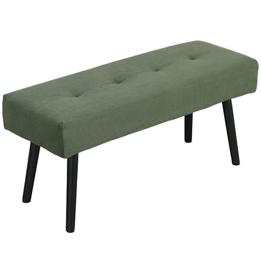 HOMCOM 39" Upholstered Ottoman Bench, Corduroy Entryway Bedroom Bench with Padded Seat and Steel Legs for Bedroom, Green
