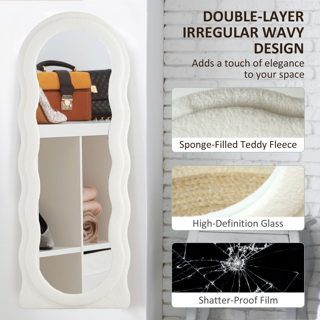 HOMCOM Floor Standing Mirror, Full Length Mirror, Free Standing, Leaning or Wall Mirror with Frame and Arched Top, White