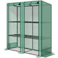 Outsunny Mini Greenhouse with 3 Tier Shelves, 3 Roll-Up Doors for Indoor Outdoor, Green
