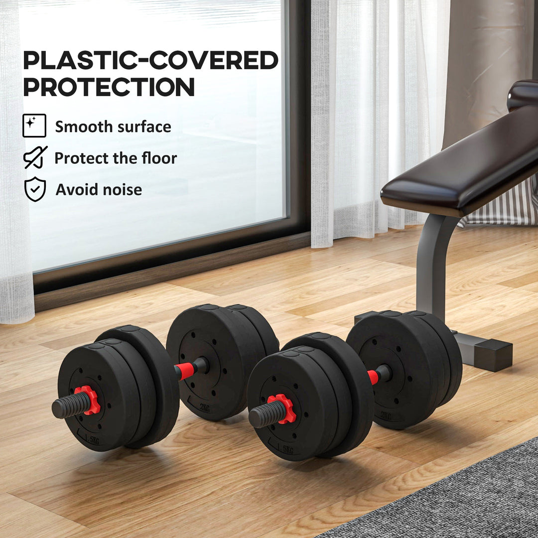 Soozier 44lbs 2-in-1 Adjustable Dumbbells Weight Set, Dumbbell Hand Weights Barbell for Body Fitness, Lifting Training for Home, Office, Gym, Black and Red