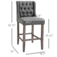 HOMCOM Set of 2 40Inch Button Tufted Bar stools High Counter Dining Height Chairs Grey