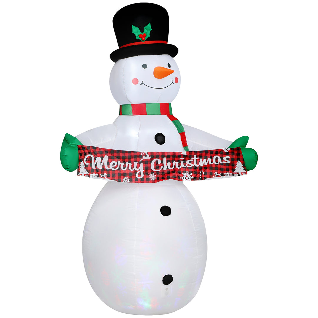 Outsunny 7FT Christmas Inflatables Snowman with Motion-Activated Music and Projector LED Light, Blow Up Inflatable Decoration