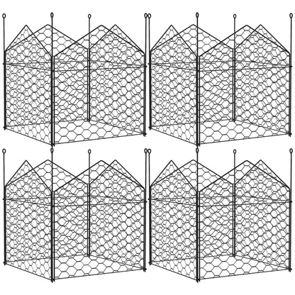 Outsunny 4 Pack Garden Cloches for Plants, 12" x 14" Metal Crop Cage, Plant Cages to Keep Animals Out, Black
