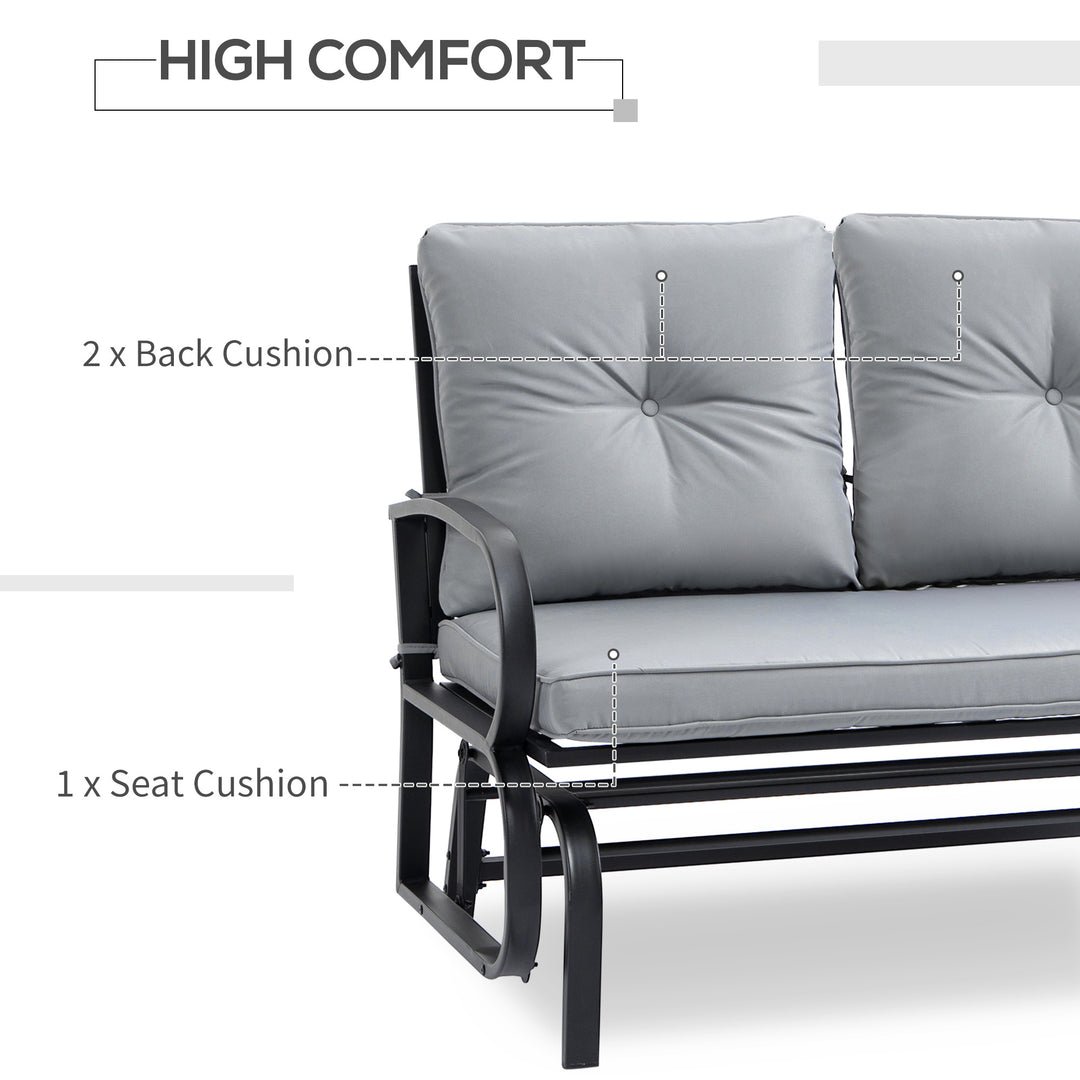 Outsunny 2-Person Outdoor Glider Chair, Patio Double Rocking Loveseat with Steel Frame and Cushions for Backyard, Garden and Porch, Red