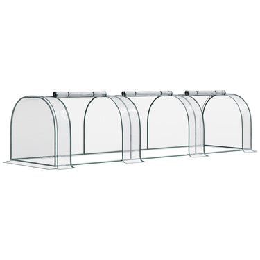 Outsunny 138"x39"x32" Transparent PVC Mini Tunnel Greenhouse Garden Green Grow Shed Portable Plant Flower Warm House Steel Frame Zipped Doors