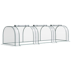 Outsunny 138"x39"x32" Transparent PVC Mini Tunnel Greenhouse Garden Green Grow Shed Portable Plant Flower Warm House Steel Frame Zipped Doors