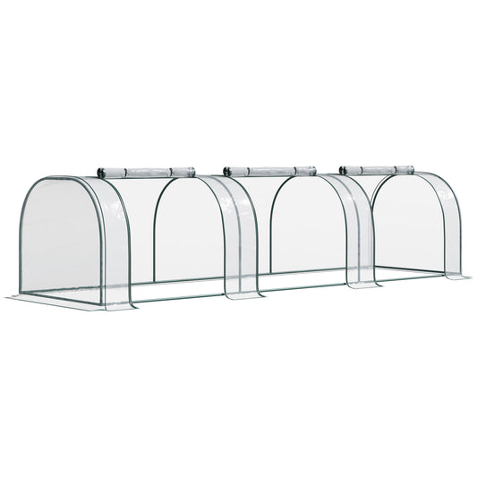 Outsunny 138"x39"x32" Transparent PVC Mini Tunnel Greenhouse Garden Green Grow Shed Portable Plant Flower Warm House Steel Frame Zipped Doors
