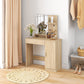 HOMCOM Dressing Table, Vanity Table with Mirror, Drawer and Storage Shelves for Bedroom, 35.4" x 15" x 54.3", White
