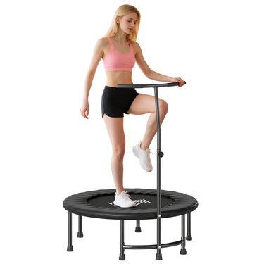 Soozier 39" Mini Exercise Trampoline w/ Adjustable T-Bar Indoor Fitness Rebounder Black