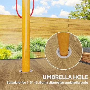 Outsunny 37" Garden Outdoor Dining Table for 4, Square Patio Table with Umbrella Hole, Plastic Board Tabletop for Backyard, Poolside, Mixed Brown