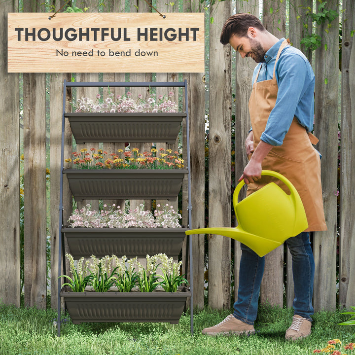 Outsunny 4-Tier Vertical Raised Garden Planter with 4 Boxes, Outdoor Plant Stand Grow Container for Vegetable Flowers, Brown