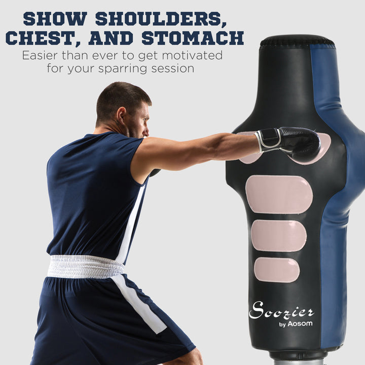 Soozier Free Standing Punching Bag, Height Adjustable Boxing Bag with Fillable Base, Pu-Wrapped for Youths Adults Fitness Training, Home Gym Use, Multi-colour