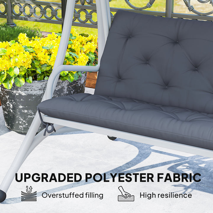 Outsunny Porch Swing Cushion Garden Bench Cushion with Backrest, Non-Slip 2-seater Soft Pad, Swing Chair Mat Replacement for Indoor and Outdoor, 39.4" x 38.6", Dark Grey