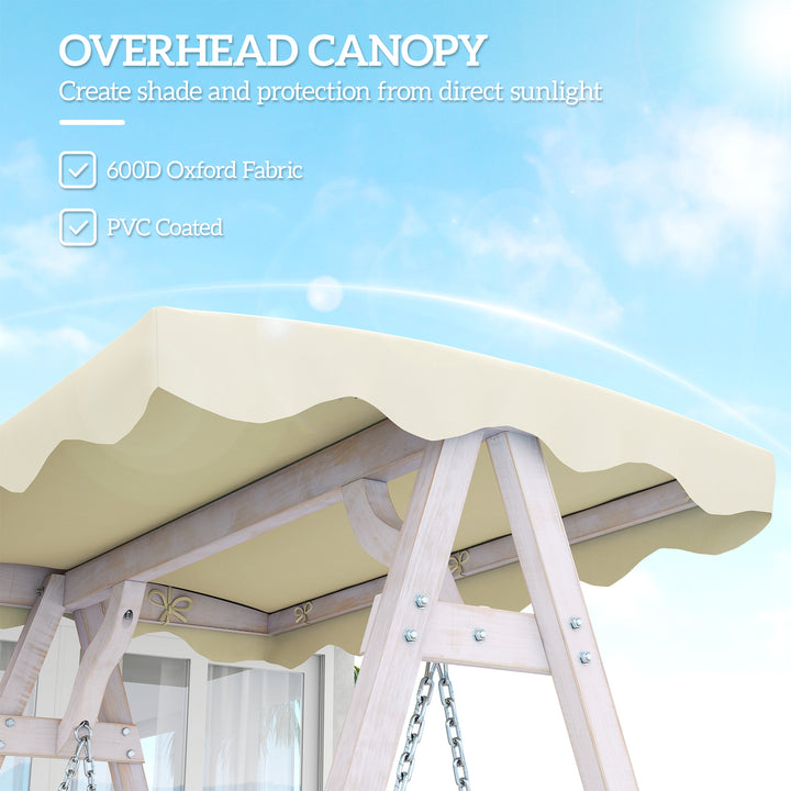 Outsunny 2 Seater Patio Swing with Stand, Canopy and Cushion, Outdoor Swing Chair Wooden Swinging Bench