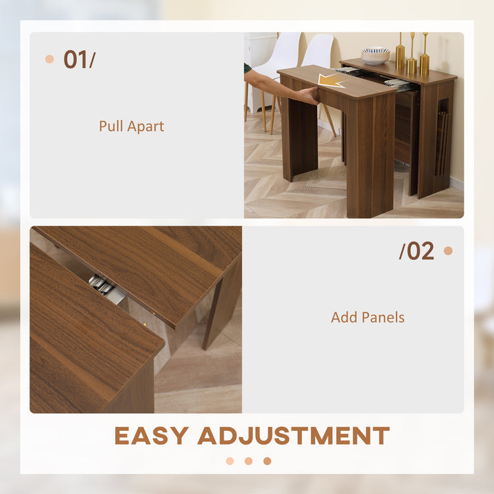 HOMCOM Extendable Dining Table, Expandable Kitchen Table for Small Spaces, Seats up to 6 People, Dark Brown