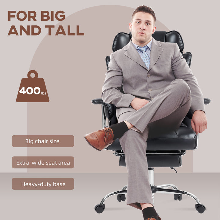 HOMCOM 400LBS Massage Office Chair, Executive Office Chair with 6-Point Vibration, Footrest and Lumbar Support, Black