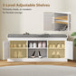 HOMCOM Shoe Bench with Padded Cushion, Boho Entryway Bench with Rattan Doors and Adjustable Shelves, Holds 9 Pairs, White