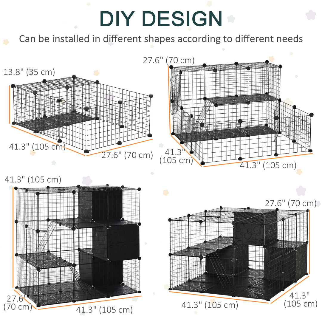 PawHut 56 Panels Pet Playpen Small Animal Cage for Rabbit