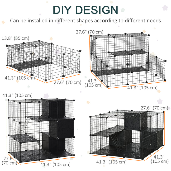 PawHut 56 Panels Pet Playpen Small Animal Cage for Rabbit