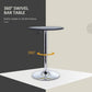 HOMCOM Modern Round Bar Table Adjustment Height Home Pub Bistro Desk Faux Leather Covered Wooden Top Chrome Base Black