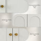 HOMCOM Medicine Cabinet, Modern Bathroom Wall Cabinet with 2 Arched Doors and Gold Handles, White Wood Grain