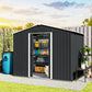Outsunny 8' x 6' Outdoor Storage Shed, Metal Garden Tool Storage House with Lockable Sliding Doors and Vents for Backyard Patio Lawn, Charcoal Grey